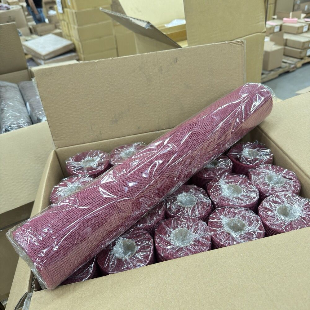 4 rolls Burgandy 21” x 10 Yards Deco Mesh Ribbon Fabric New Sealed Wreaths